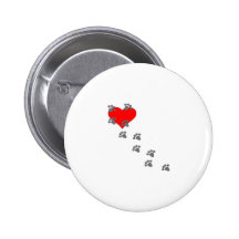 Corazón (impresiones de la pata) pins