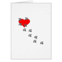 Corazón (impresiones de la pata) tarjeta