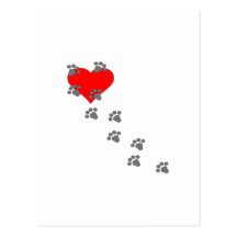 Corazón (impresiones de la pata) tarjetas postales