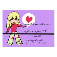 Corazón lindo de Chibi - pelo amarillo Tarjeta De Visita
