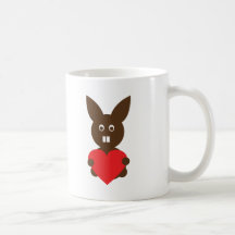 corazón lindo del rojo del conejito tazas de café