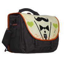 Corazón moderno personalizado del bigote del vinta bolsa de ordenador