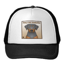 Corazón negro y del moreno del Coonhound del dibuj Gorras