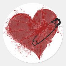 Corazón perforado etiquetas redondas