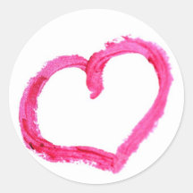Corazón pintado rosa pegatina redonda