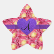 Corazón púrpura color de rosa rosado del brillo de calcomania forma de estrella personalizadas