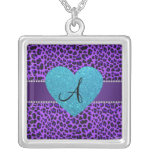Corazón púrpura de la turquesa del leopardo del mo joyeria