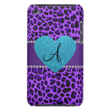 Corazón púrpura de la turquesa del leopardo del mo iPod touch protectores