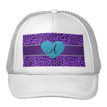 Corazón púrpura de la turquesa del leopardo del mo gorro