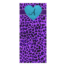 Corazón púrpura de la turquesa del leopardo del mo tarjeta publicitaria personalizada