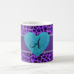 Corazón púrpura de la turquesa del leopardo del mo tazas