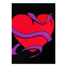 corazón púrpura rojo del amor comunicado personalizado
