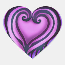 Corazón púrpura y rosado pegatina corazón personalizadas