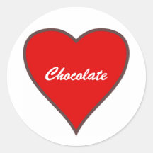 Corazón rojo, chocolate pegatina