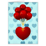 Corazón rojo con los globos, tarjeta de felicitaci