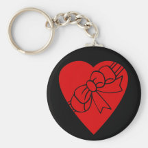 Corazón rojo del amor, arco de la cinta, parte pos llaveros