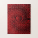 Corazón rojo del damasco puzzle con fotos