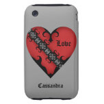 Corazón rojo medieval gótico romántico personaliza tough iPhone 3 fundas