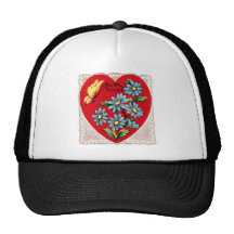 Corazón rojo retro romántico del amor del el día d gorros bordados