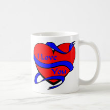 Corazón rojo tazas de café