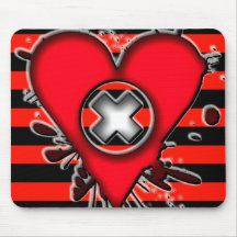 Corazón rojo y negro de Emo Alfombrilla De Ratón