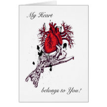 Corazón romántico en ilustraciones esqueléticas es felicitaciones