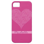Corazón rosado con el caso del iPhone 5 de las flo iPhone 5 Protectores