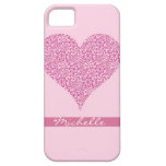 Corazón rosado con el caso del iPhone 5 de las flo iPhone 5 Case-Mate Funda