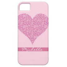 Corazón rosado con el caso del iPhone 5 de las flo iPhone 5 Case-Mate Funda