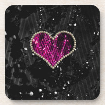 Corazón rosado de la perla posavasos de bebida
