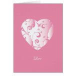Corazón rosado del amor felicitación