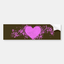 Corazón rosado del remolino en el fondo de Brown Pegatina De Parachoque
