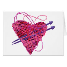 corazón rosado kniting tarjetas
