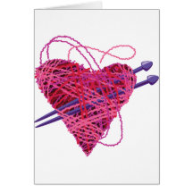 corazón rosado kniting tarjetas