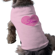 Corazón rosado, perrito t del amor ropa para mascotas