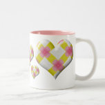 Corazón rosado y amarillo bonito tazas de café