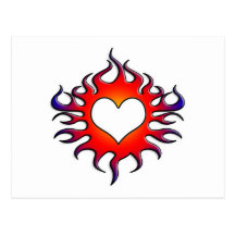 corazón tribal de las llamas tarjetas postales