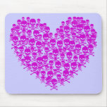 Corazón violeta del cráneo tapetes de ratón
