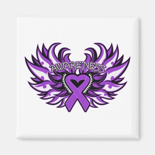 Corazón Wings.png de la conciencia del cáncer del  Imán De Nevera