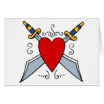Corazón y dagas del vintage felicitación