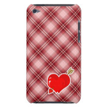 Corazón y flecha rojos del Cupid de la tela escoce iPod Touch Protectores
