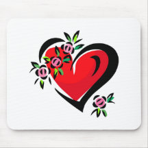 corazón y flores alfombrilla de ratones