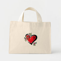 corazón y flores bolsa de mano