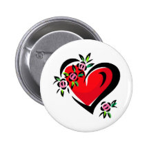 corazón y flores pins