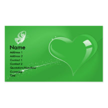 CORAZÓN Y MARIPOSA VERDES DE LA FANTASÍA PLANTILLAS DE TARJETAS PERSONALES