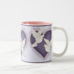 Corazón y palomas - púrpura taza