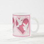 Corazón y palomas - rosa taza de café