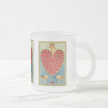 Corazón y querubes tejidos vintage adaptable taza de café