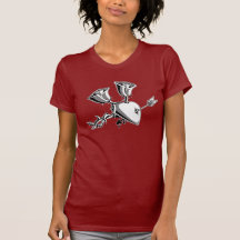 Corazón y rosas con grises de las espinas camiseta