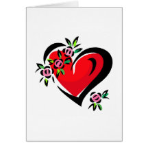 Corazón y rosas felicitaciones